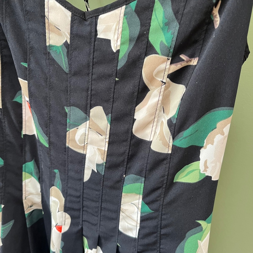 Banana Republic Navy Floral Magnolia Midi Dress 8 NWT Garden Party Wedding Guest - Picture 2 of 7